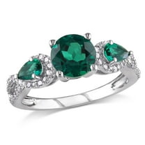 Everly Women's Created Emerald Sterling Silver Engagement Ring