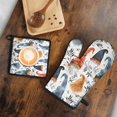 thumbnail image 5 of Multicolor Christmas Gnome Pattern Kitchen Oven Mitt and Pot Holder Sets 2 Pcs for Baking, Cooking and Grilling, Heat Resistant Up To 392 °F, 5 of 7