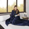 thumbnail image 4 of Beautyrest Heated Microlight to Berber Solid Blanket, Full, Indigo, 4 of 13