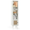 thumbnail image 1 of Costway Rattan Storage Cabinet Freestanding Slim Organizer Wood Display Rack Living Room White, 1 of 10
