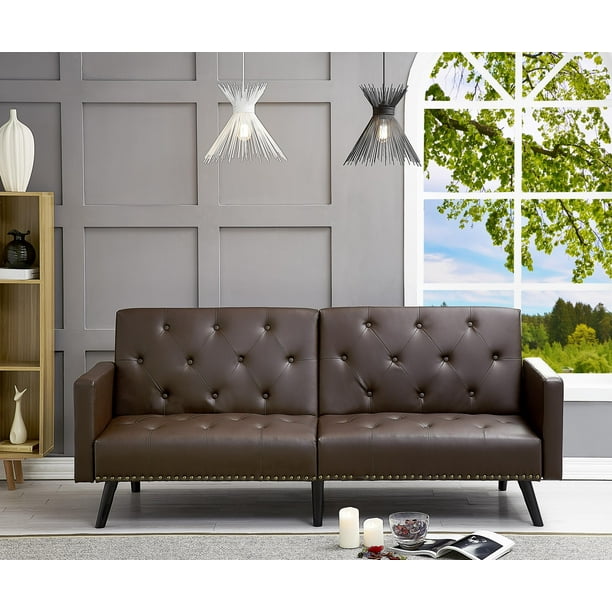 100m consumers helped this year. futon sofa bed split back tufted convertible couch by naomi home color espresso fabric faux leather