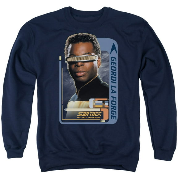 Star Trek Geordi Laforge Adult Crewneck Sweatshirt Navy
