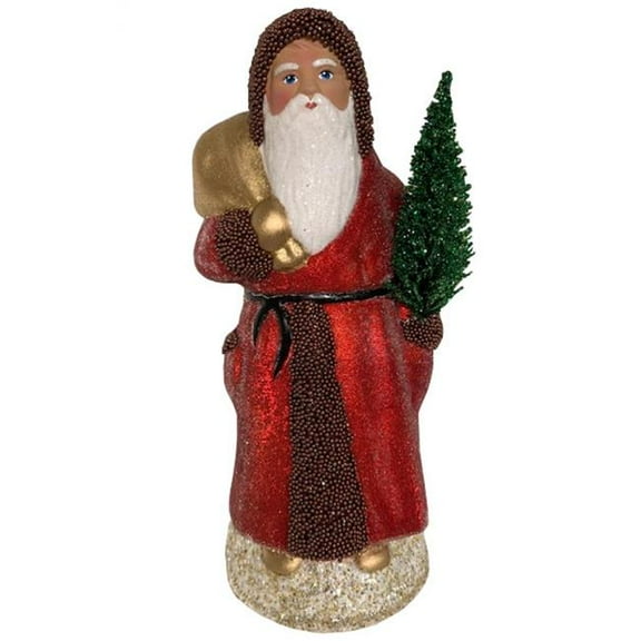 Schaller Paper Mache Candy Container - Santa with Red Beaded Coat