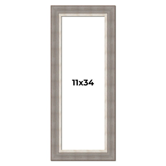 11x34 Frame Grey Real Wood Picture Frame Width 2.75 Inches | Interior Frame Depth 0.5 Inches |