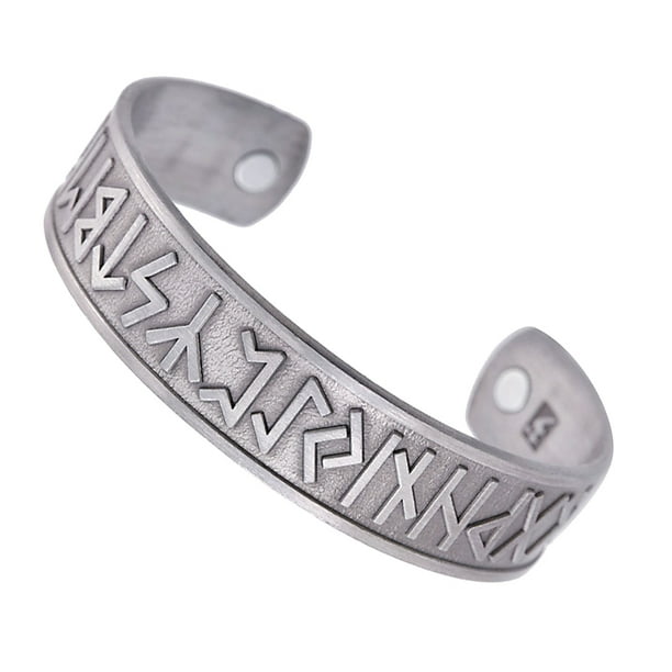 de joyería de brazalete de brazalete elástico ancho en runas Plata Sunnimix Brazalete con brazalete abierto
