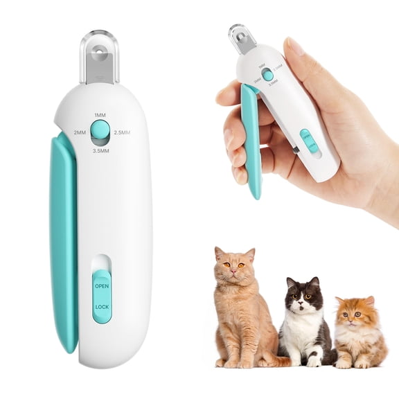 LWVITH Cat Nail Clipper with Adjustable 3-Size Trimming Hole & Hidden Nail File | Safe Toenail Trimmer for Kittens & Indoor Cats | Anti-Splash Claw Cutter for Grooming