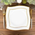 thumbnail image 6 of Efavormart 10 Pack | 8" White / Gold Wavy Rim Square Hard Plastic Dinner Plates, Disposable Party Plates, 6 of 11