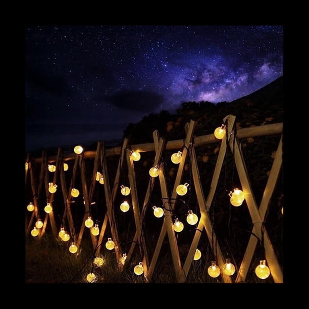 Bombillas de Luz Solar de 8 Modos Bola de Cristal 5M Luces de Cadena LED Guirnaldas de Luces de Hadas para la Fiesta de Navidad DecoracióN Al Aire Libre