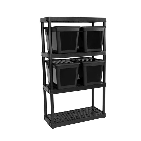 Gracious Living Utility 14"W x 32"D x 54.5"H 4-Shelf Garage Shelves, Black