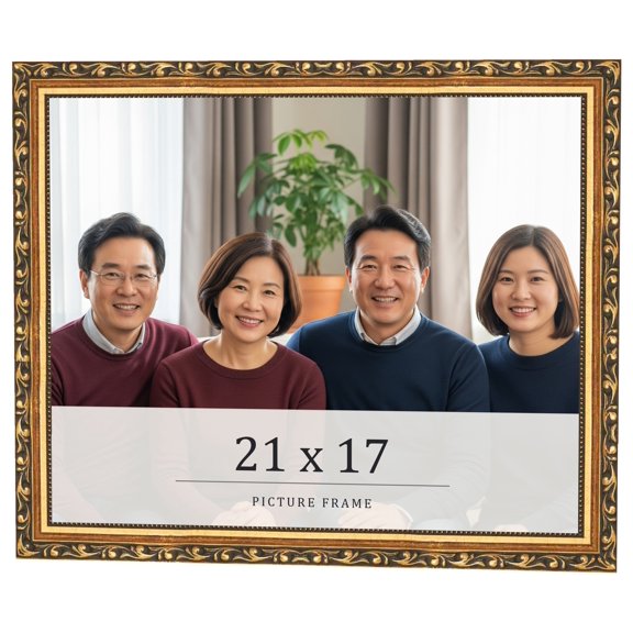 21x17 Frame Black & Gold Solid Wood Picture Frame Width 1.125 Inches | Interior Frame Depth 0.375