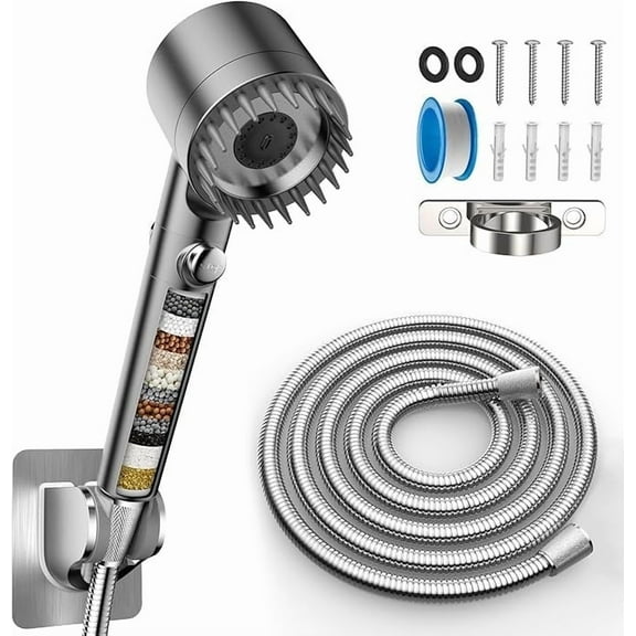 Beteliva RV Handheld Shower Head with Hose, High Pressure 3-Mode Filtered, Water-Saving, Scalp Massage,RV, Camper & Travel Trailer,Easy Installation
