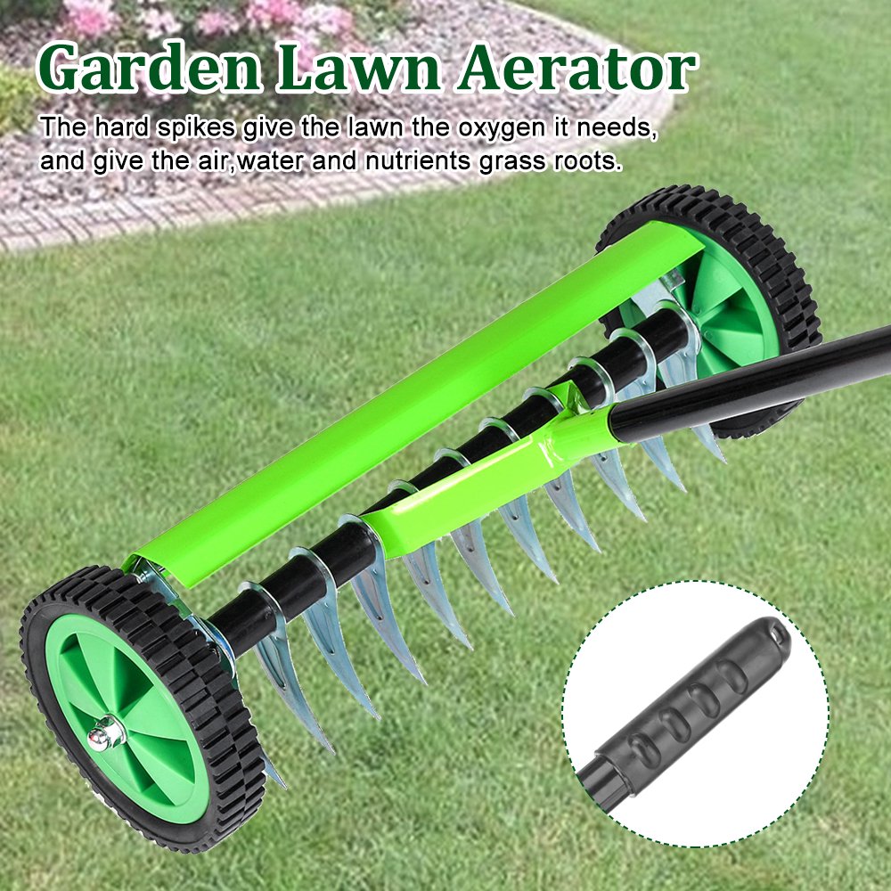 18inch Heavy Duty Rolling Grass Lawn Garden Aerator Roller Yard Grass