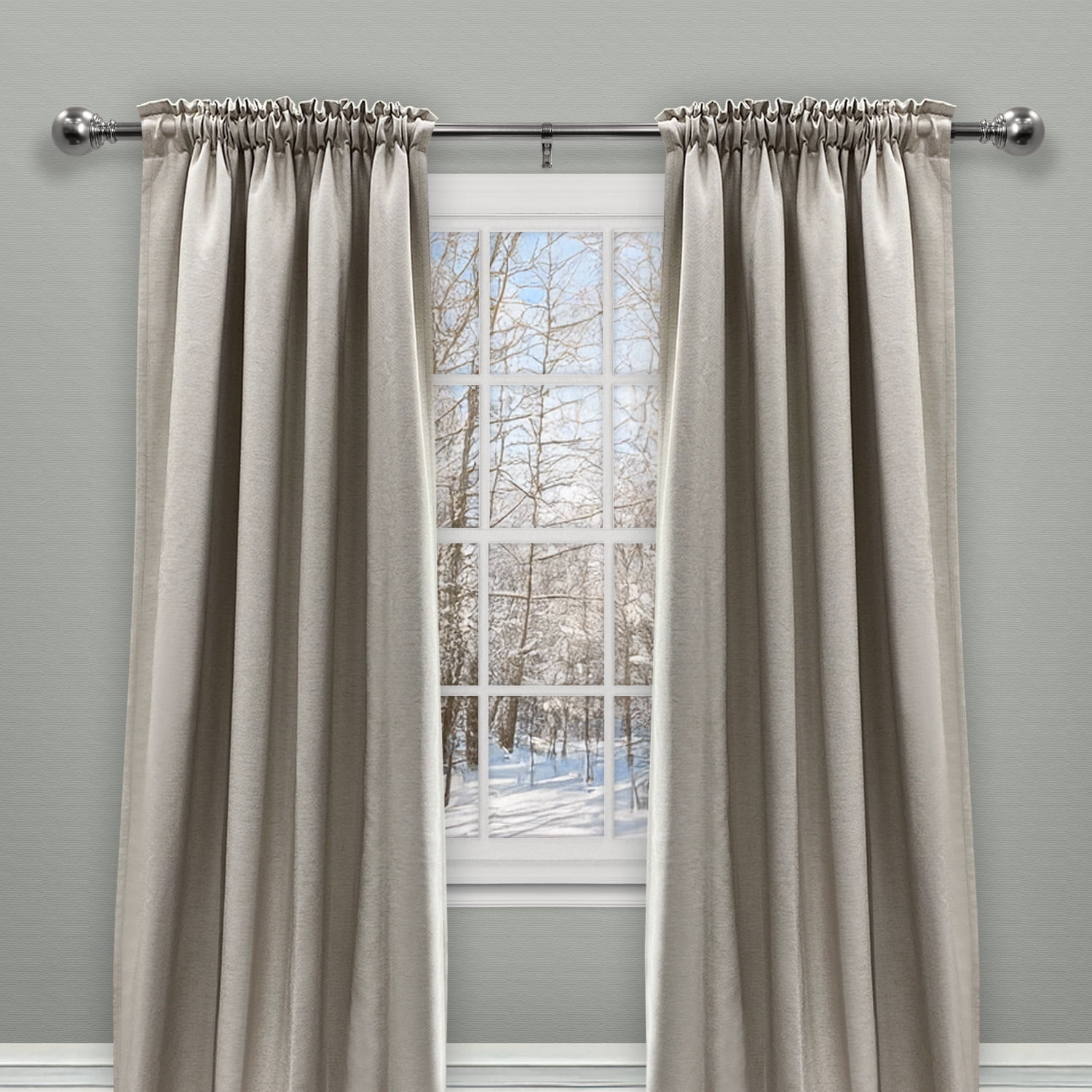 Better Homes & Gardens 1" Brushed Nickel Metal Ball Single Curtain Rod 32-120"