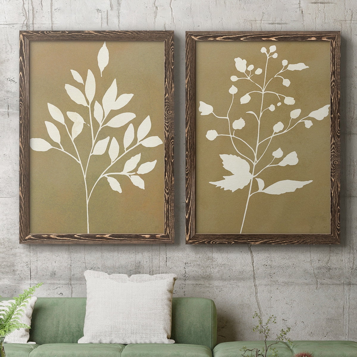Honey Botanical I - Premium Framed Canvas 2 Piece Set - Ready to Hang