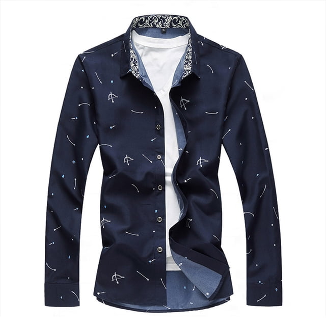 Camisas informales de otoño con estampado floral para hombres Camisas de cuello de solapa de manga larga más el tamaño M-7XL Jumpingount FS6353-22