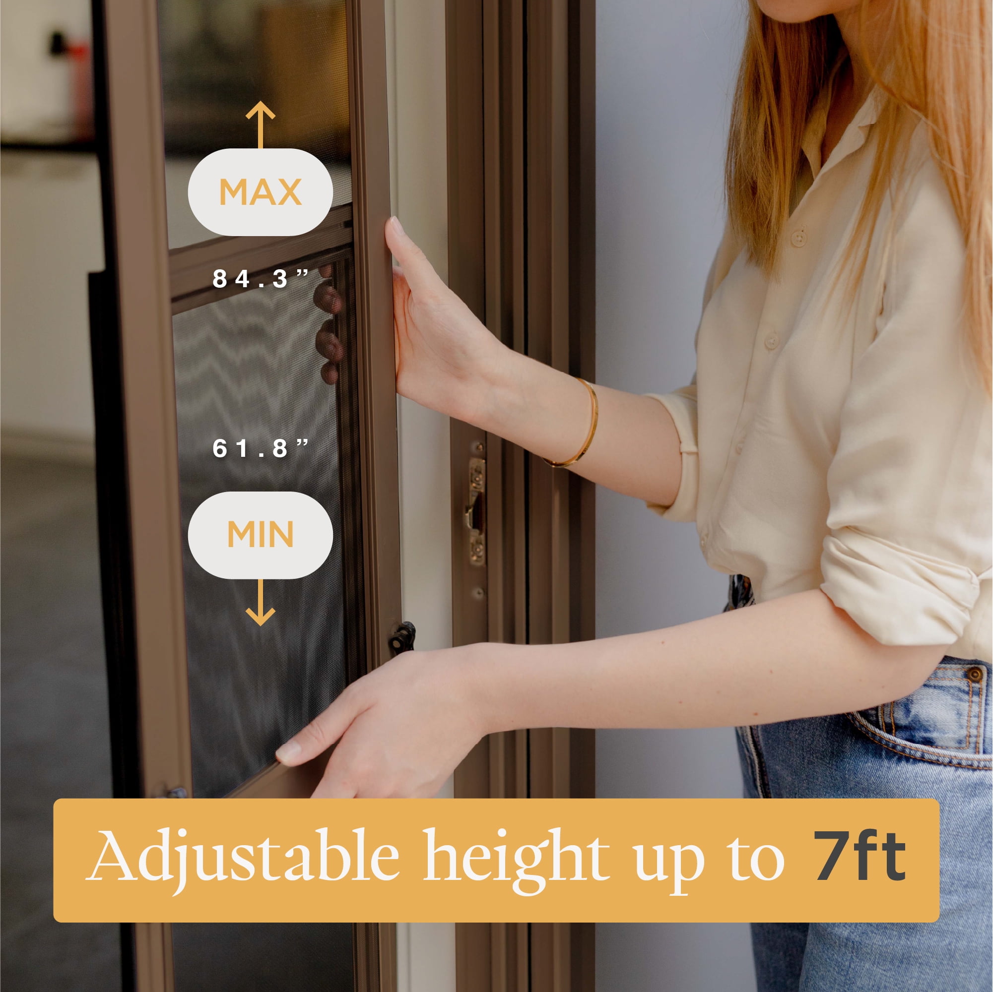 Hakuna Pets Large Bronze Mesh Patio Pet Door, Suitable for Screen Sliding Doors, for Dogs & Cats up to 100 lbs