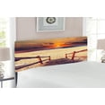 thumbnail image 2 of Beach Headboard, Stairs Lead to the Beach with Dramatic Horizon Scenery Magic Skyline Solitude Print, Upholstered Decorative Metal Bed Headboard with Memory Foam, Full Size, Orange Cream, by Ambesonne, 2 of 4