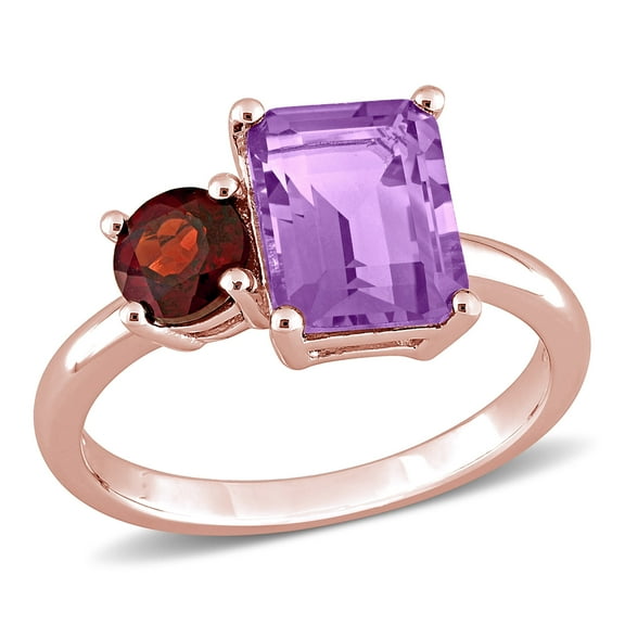 Everly Women's Amethyst and Garnet Rose Gold Plated Ring