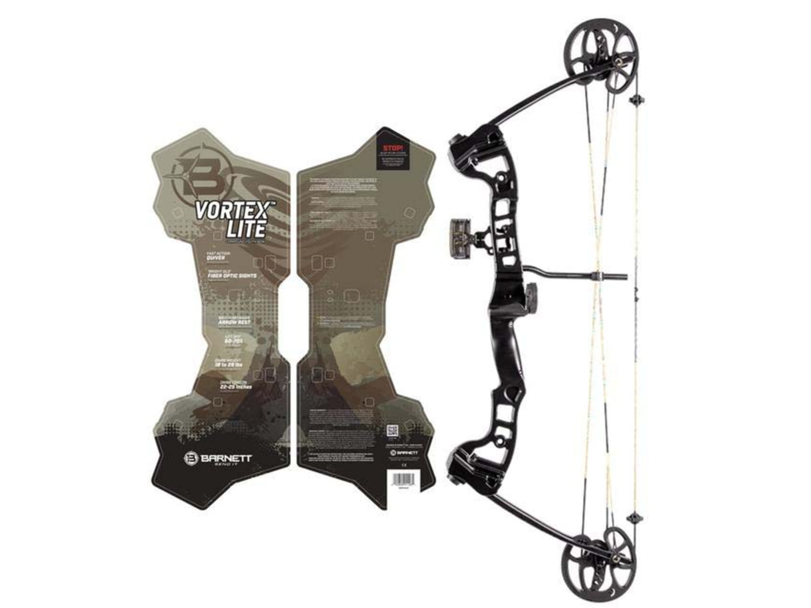 Barnett Lite Compound Bow Package, Right Hand, 28 lbs, 15-22 in., Black