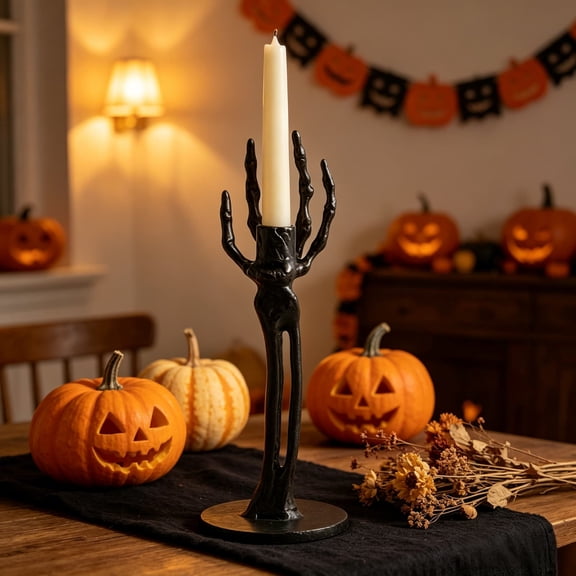 Halloween Decorations Skeleton Hand Candle Holder 8.66 Inch,Black
