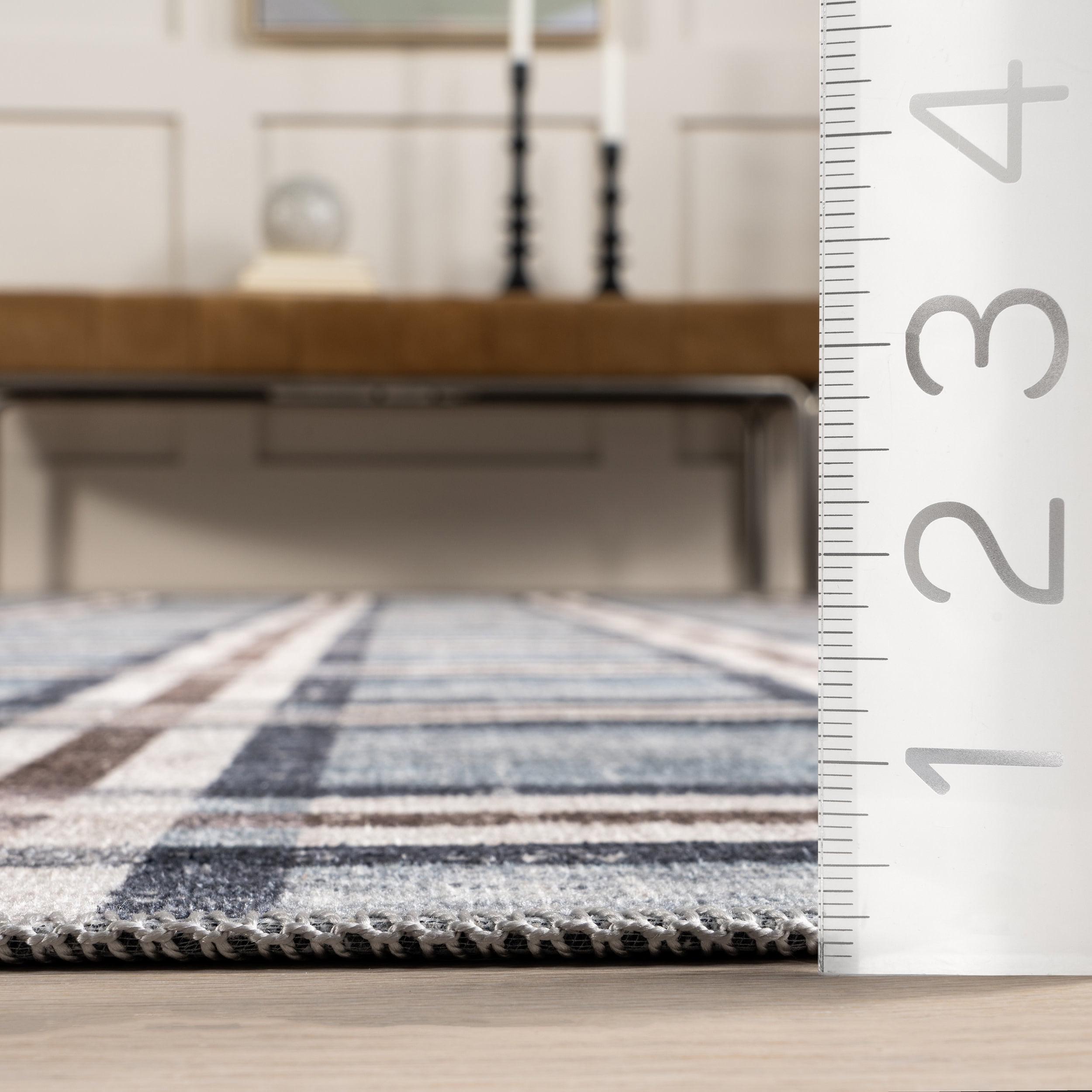 nuLOOM Steph Windowpane Plaid Machine Washable Area Rug, 7' 10" x 10', Blue
