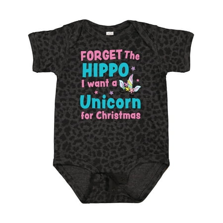 

Inktastic Christmas Forget the Hippo I Want a Unicorn Gift Baby Girl Bodysuit