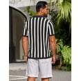 thumbnail image 3 of COOFANDY Men's Knit Shirts Short Sleeve Button Down Polo Shirt Striped Casual Summer Beach Shirts, 3 of 6