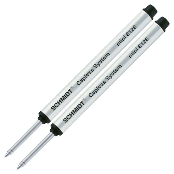 2X Schmidt 8126 Mini Capless System Rollerball Refill Black Ink, Fine Tip 0.6mm
