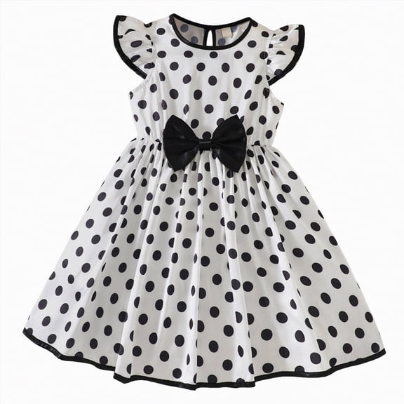 Linfrsh Toddler Girl Dresses Toddler Summer Dress Little Girls Sleeveless Bowknot Sundress Casual Beach Party Dresses with Pocket(White,6-7 Years)