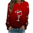 thumbnail image 2 of Jusqu'à -50%! Aqestyerly Plus Size Christmas Tops Femmes Col Rond Sweat-Shirt Imprimé de Noël à Manches Longues Sweat-Shirt Sans Capuche, 2 of 4
