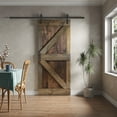 thumbnail image 2 of Coast Sequoia 36 in x 84 in K Style Finished Muti-Color Knotty Pine Wood Sliding Barn Door With Hardware Kit (Kona Coffee/Smoky Gray), 2 of 5