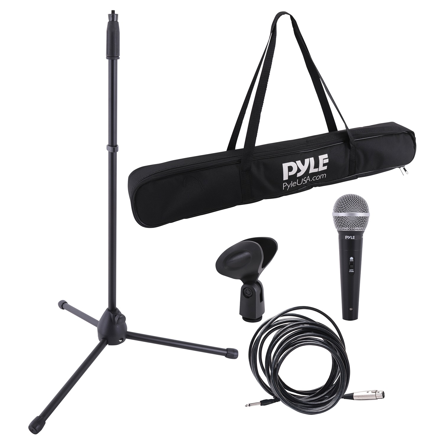 Pyle Handheld Dynamic Microphone Kit with Mic Stand, Clip, and Carrying Case
