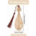 thumbnail image 2 of 8 Pcs 8 Styles Pipa Style Bookmark Pipa Bookmark with Tassels Music Themed Bookmark Wooden Bookmark for Book Lover Teachers' Day Bookmark Gift Beige, 2 of 8