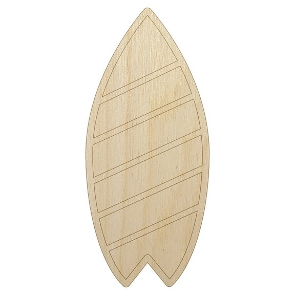 Striped Surfboard Wood Shape Unfinished Piece Cutout Craft DIY Projects - 4.70 Inch Size - 1/8 Inch Thick