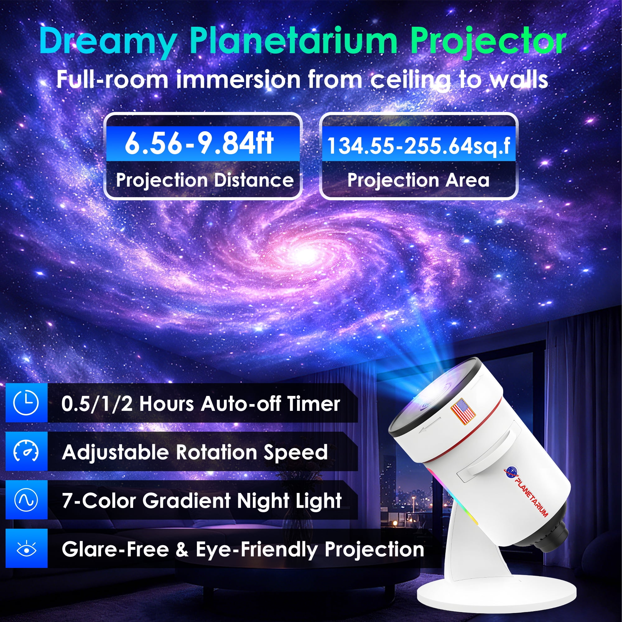 DAYBETTER 10-in-1 Galaxy Projector, 4K HD Star Projector with Timer, Home Planetarium Night Light for Kids Adult, Holiday Gift, Room Decor