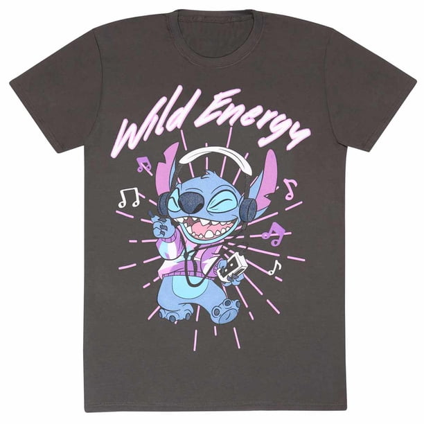 Lilo & Stitch - Camiseta Wild Energy para Adultos Unisex (Carbón)