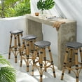 thumbnail image 2 of Dohney Outdoor French Aluminum 29.5 Inch Barstools, Set of 4, Black, White, and Bamboo Finish, 2 of 8