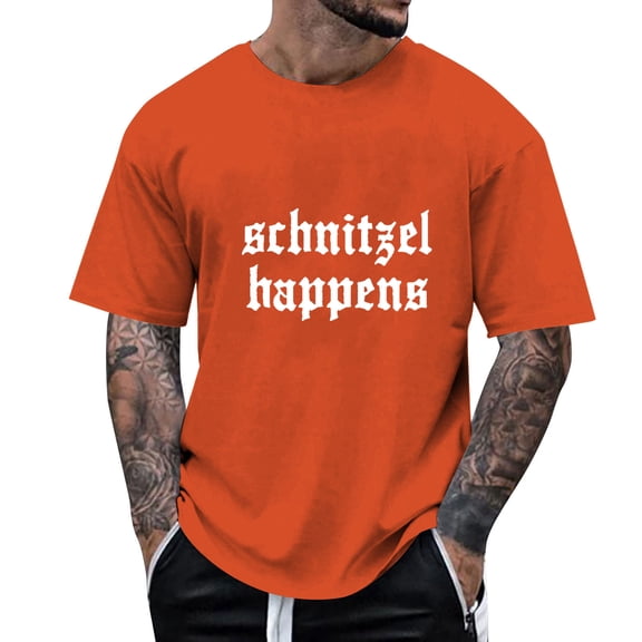 Razzly Men's Graphic T Shirts Casual Short Sleeve Tee Comfortable Summer Round Neck Top for Daily Wear with Unique Print(Orange,L)