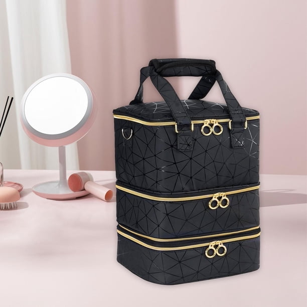 Estuche organizador para esmaltes de uñas, bolsa de cosméticos portátil de 3 niveles para mujer, ideal para viajes, juegos de manicura y accesorios.