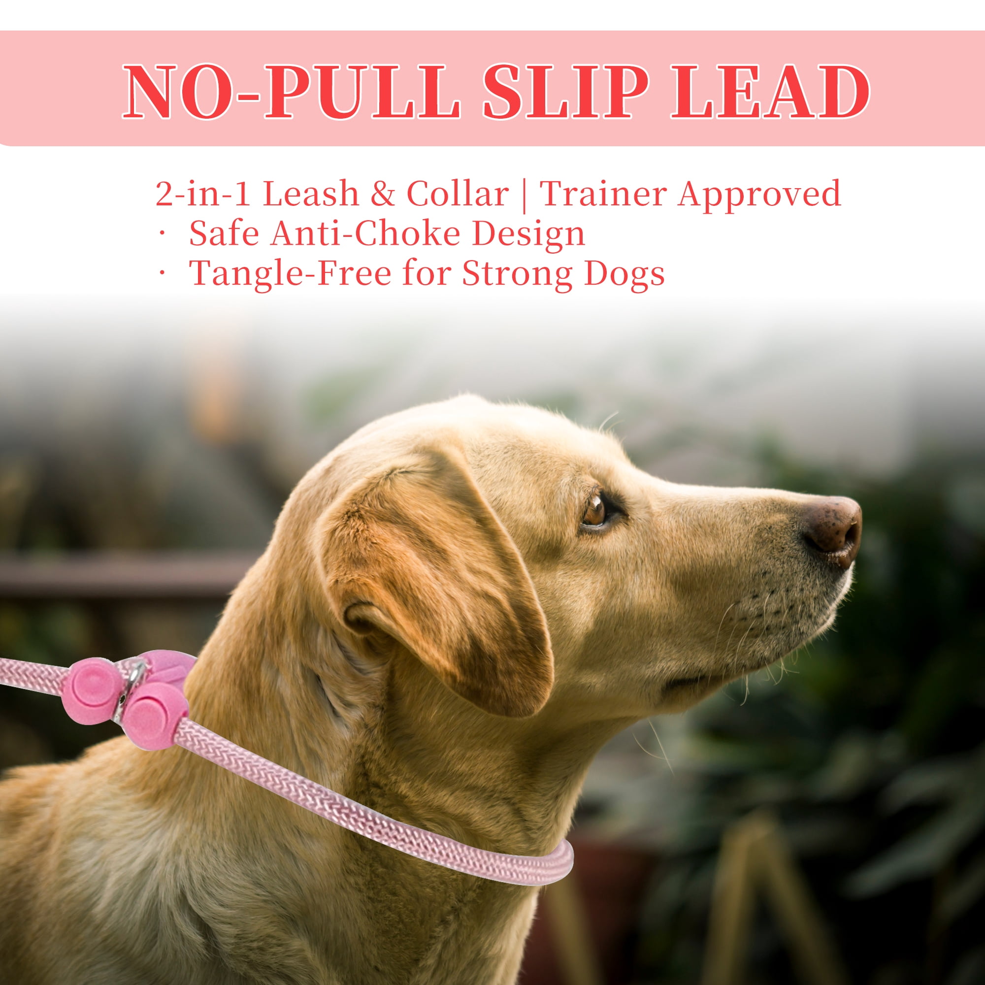Unique Bargains Slip Leash for Dogs No Pull Heavy Duty Training Leash Medium Pink 5ft