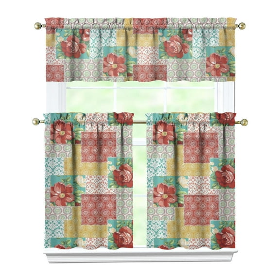 Kitchen Window Curtains over Sink Pioneer 36 Inch 3 Pieces Set Small Window Cafe Curtains for Home Decor Rod Pocket Tier Drapes