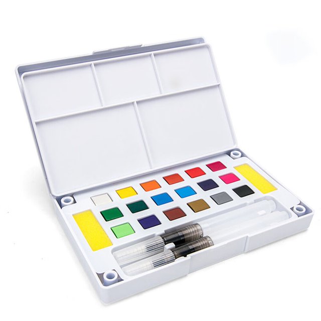 Juego de pinturas de acuarela: caja de acuarela con 18 colores para artistas aficionados y profesionales