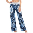 thumbnail image 2 of Women's Long Sleep Pants Home Pants Sleep Pants Wide-Leg Pants Design Elastic Fabric Casual Pants L Vibrant Blue Flowers, 2 of 7