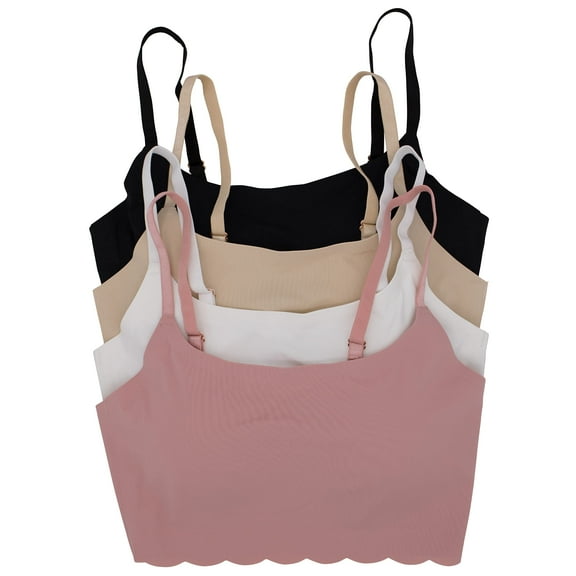 White Ivy Sport Bras Comfort Seamless Bra, Cross Back Adjustable Bralette Bra, Wireless Everyday Bras for Women A-C Cup 4 Pack Small