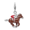 thumbnail image 1 of FB Jewels Sterling Silver Enamel Horse and Jockey w/ Lobster Clasp Charm, 1 of 4