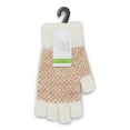 thumbnail image 2 of Time and Tru Women's Birdseye Cuffed Fingerless Gloves, Knit, One Size Fits Most, Winter White, 2 of 3