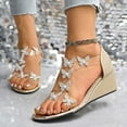 thumbnail image 3 of Sandales Habillées à Strass Papillon pour Femmes 2025 Bling Or Compensées Transparentes à Talons Hauts Chaussures de Mariée de Mariage, 3 of 7
