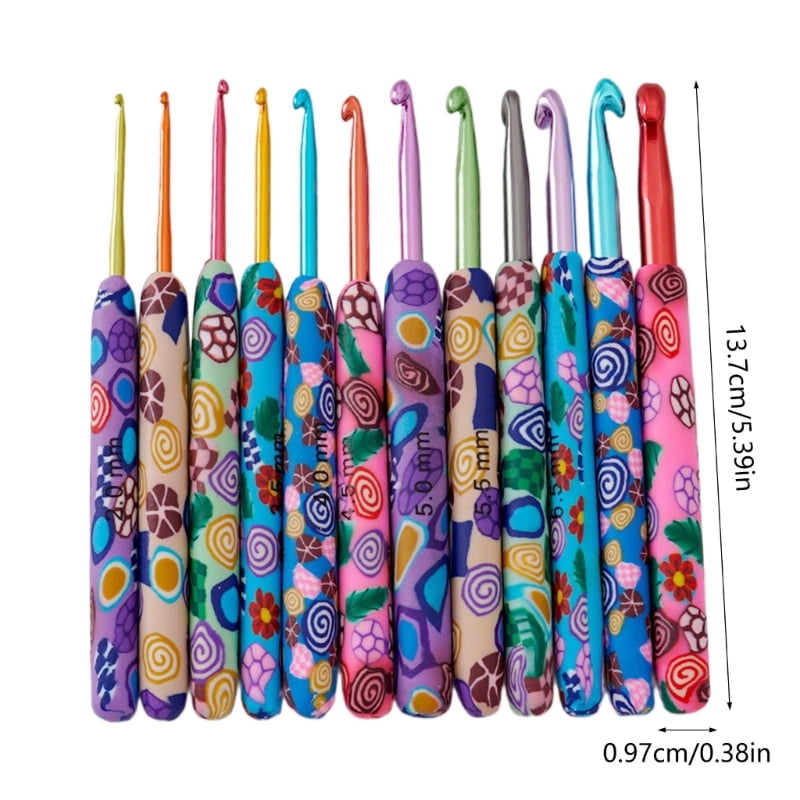 Zecic 12 Pcs Crochet Hook Set 2.0mm-8.0mm Crochet Needle Ergonomical Crochet Needle Colorful Knitting Needle for Craft Project