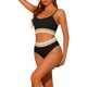 thumbnail image 4 of Conjuntos de bikini de canalé para mujer INSPIRE CHIC, traje de baño de dos piezas con tirantes ajustables, 4 of 5