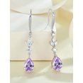 thumbnail image 4 of PYNZY Wedding Teardrop Dangle Earrings with 7x10MM Created Alexandrite Birthstones, 925 Sterling Silver Hook Earrings for Women Christmas Jewelry Gifts, 4 of 6
